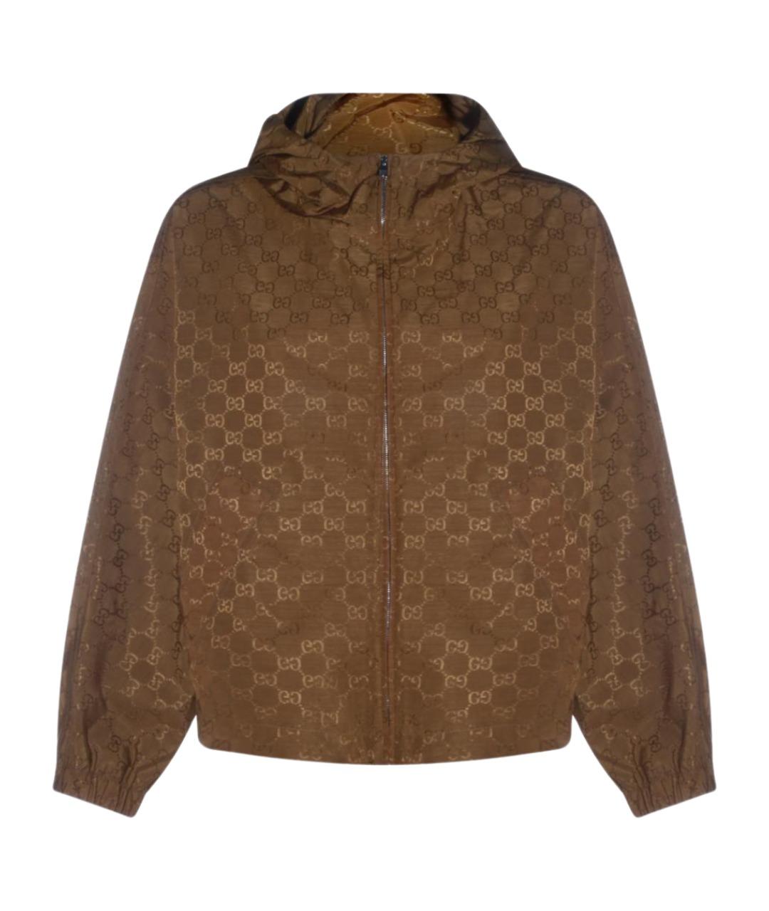 GUCCI Коричневая синтетическая куртка, фото 1