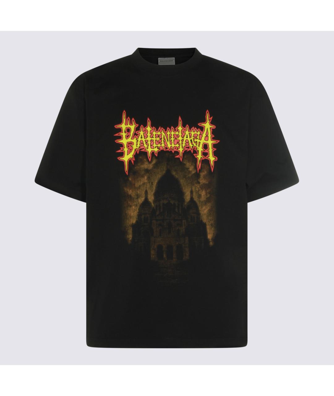 BALENCIAGA Черная хлопковая футболка, фото 4