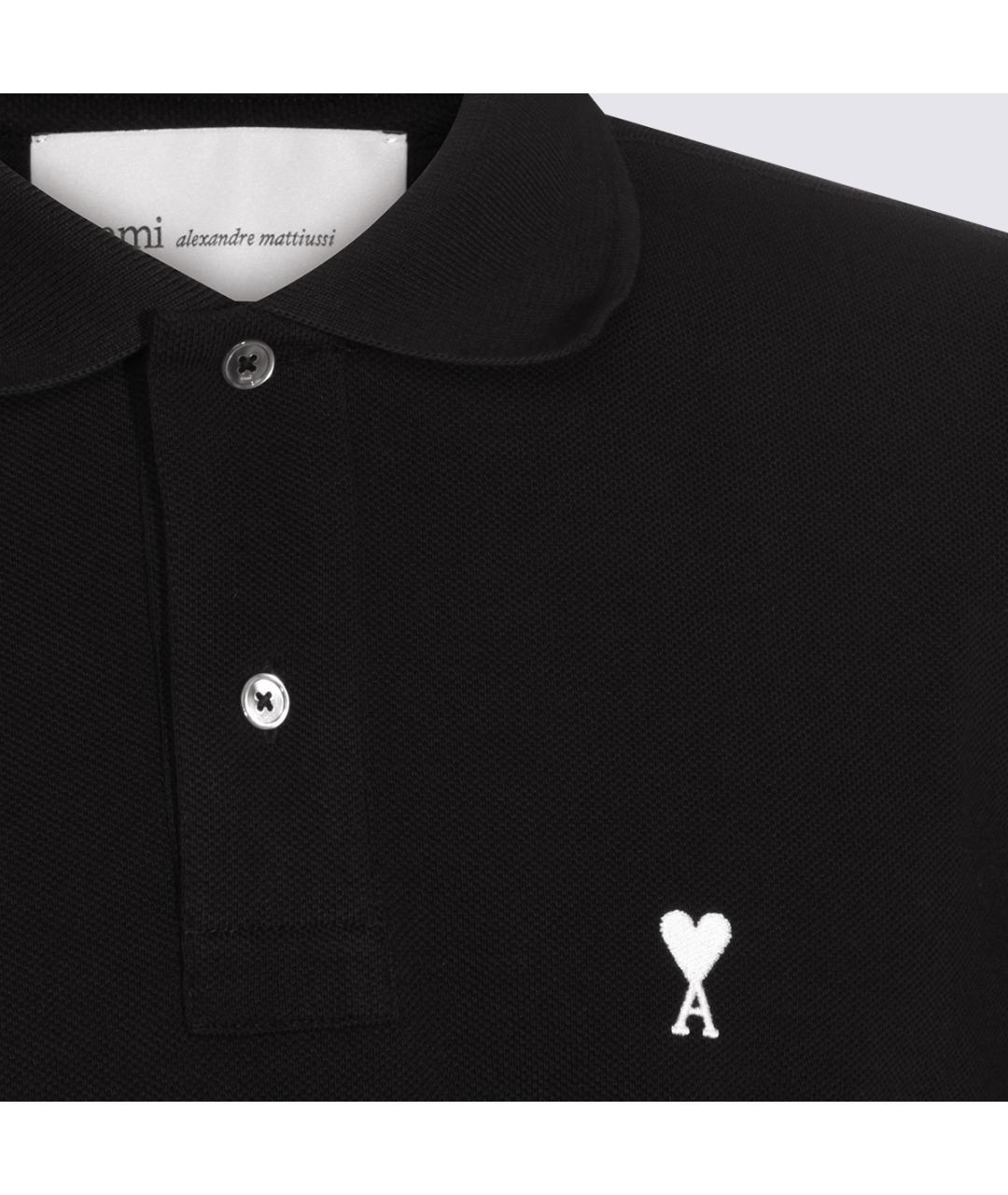Ami Paris Черное хлопковое поло с коротким рукавом, фото 3