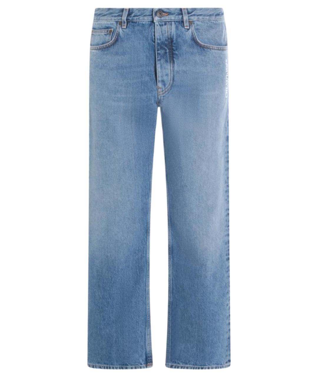 OFF-WHITE Синие хлопковые прямые джинсы, фото 1