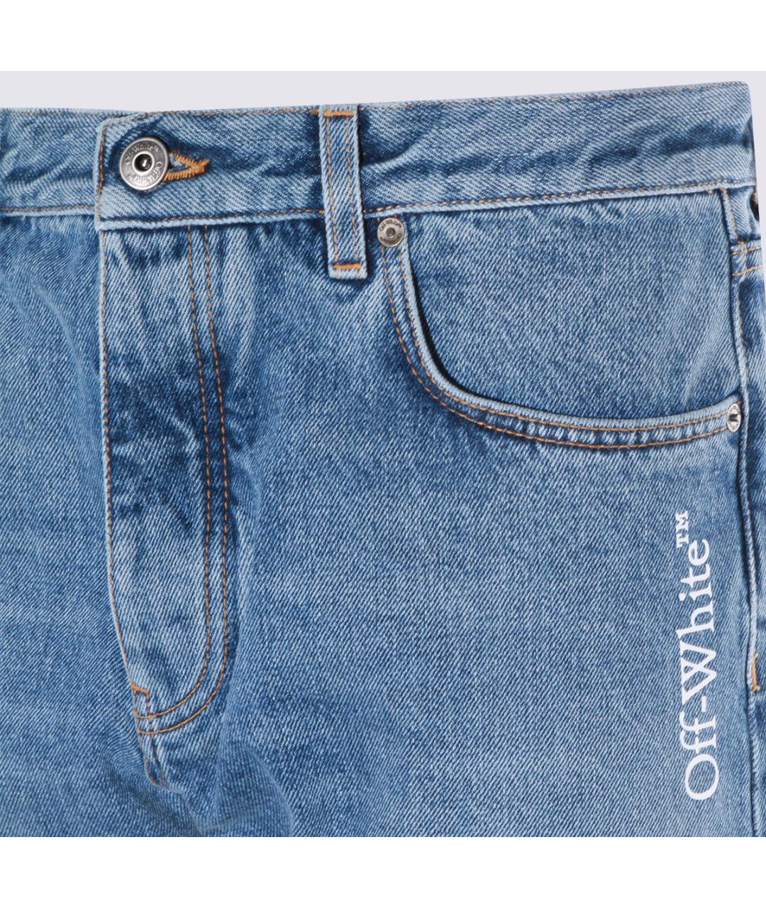 OFF-WHITE Синие хлопковые прямые джинсы, фото 3