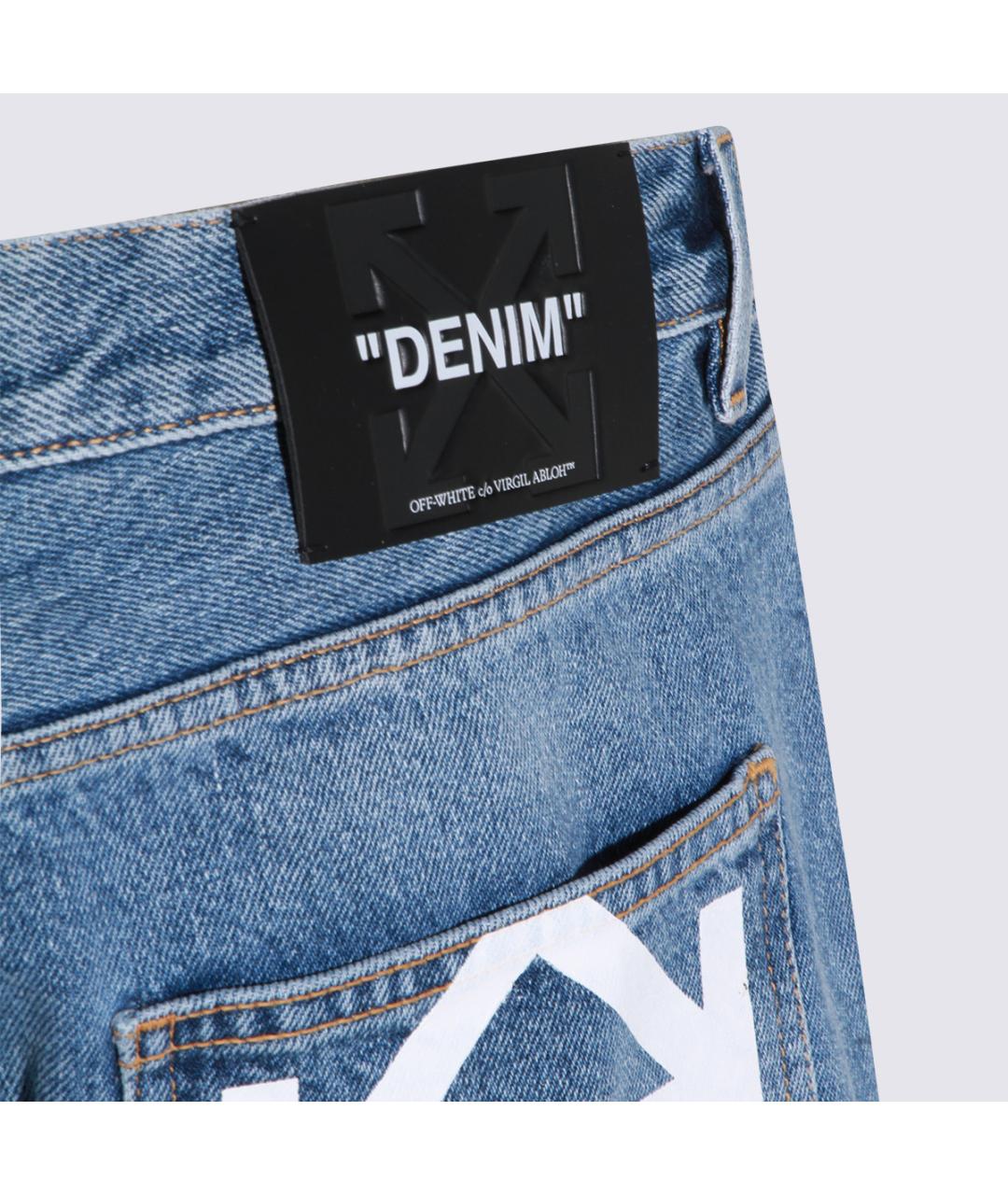 OFF-WHITE Синие хлопковые прямые джинсы, фото 4