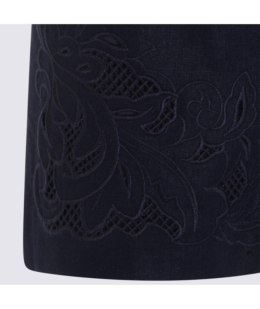 TWIN-SET Синие льняные шорты, фото 3