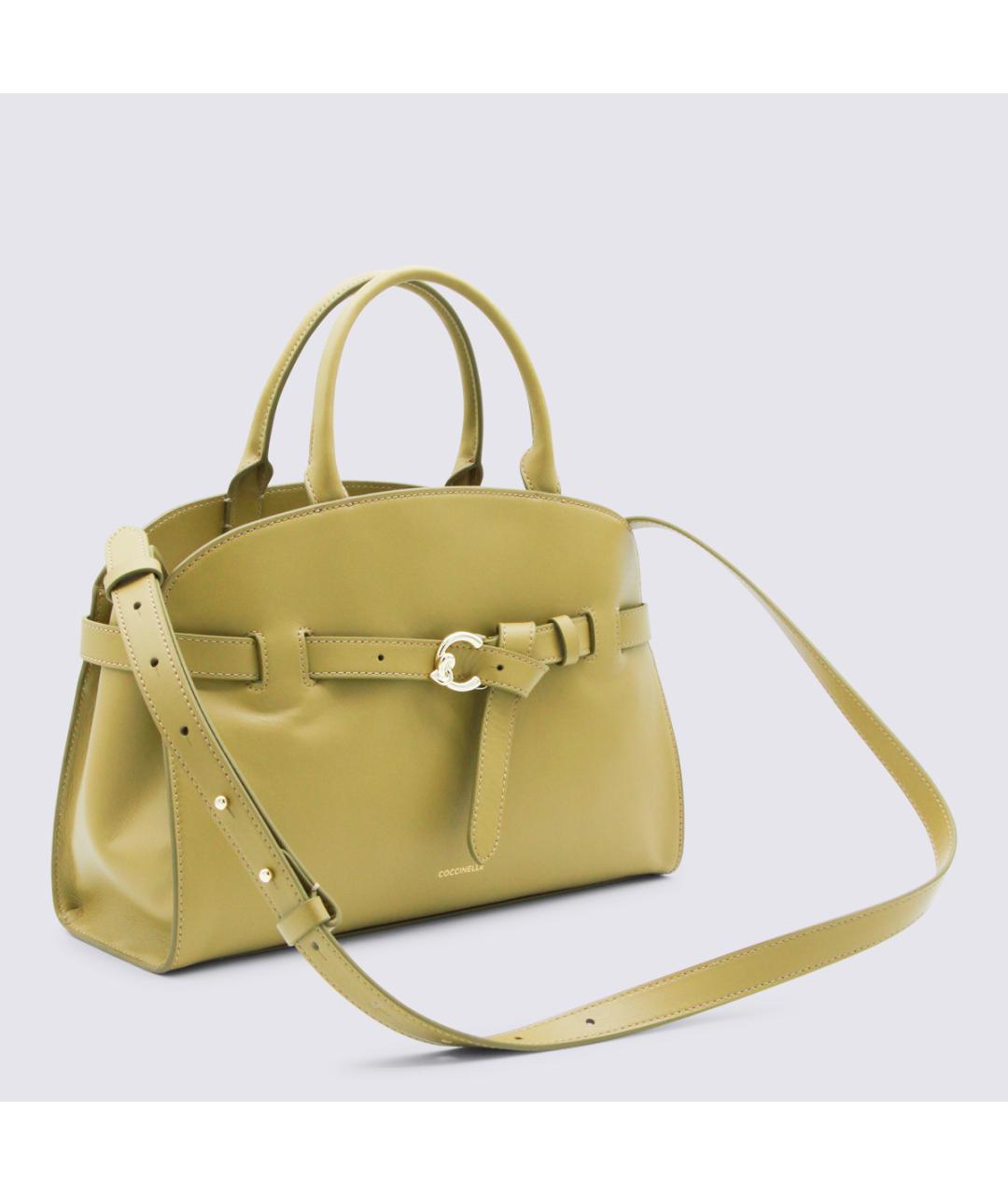 COCCINELLE Зеленая кожаная сумка тоут, фото 2