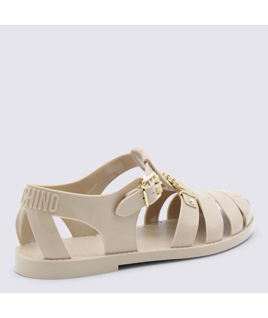 MOSCHINO Бежевые кожаные сандалии, фото 3