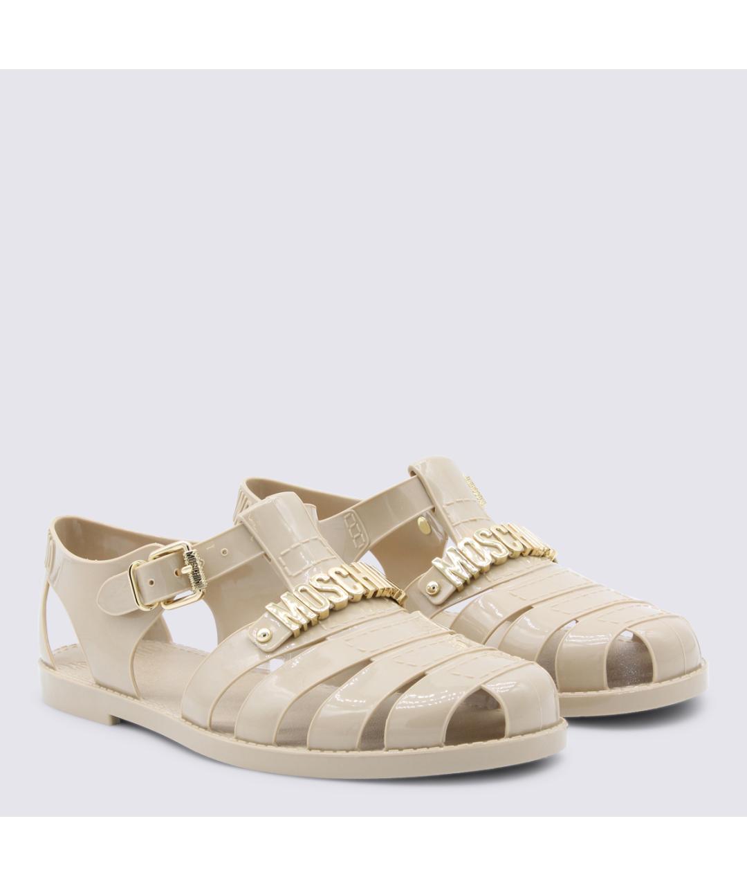 MOSCHINO Бежевые кожаные сандалии, фото 2