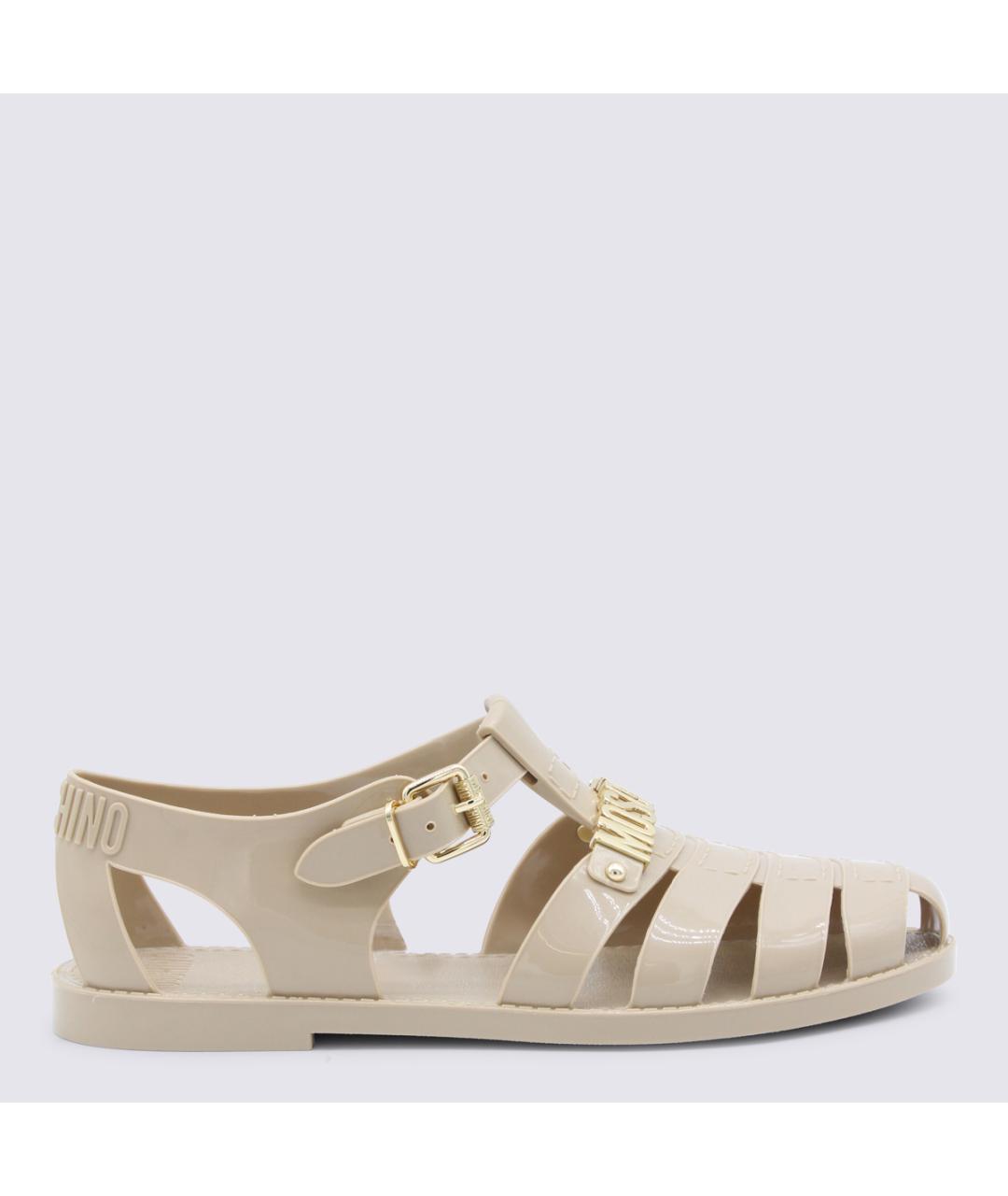 MOSCHINO Бежевые кожаные сандалии, фото 5