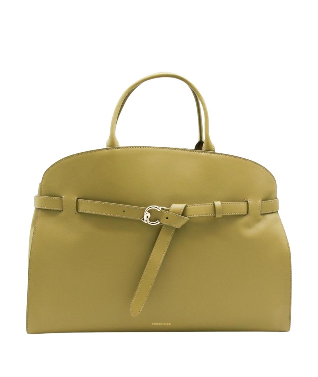 COCCINELLE Зеленая кожаная сумка тоут, фото 1