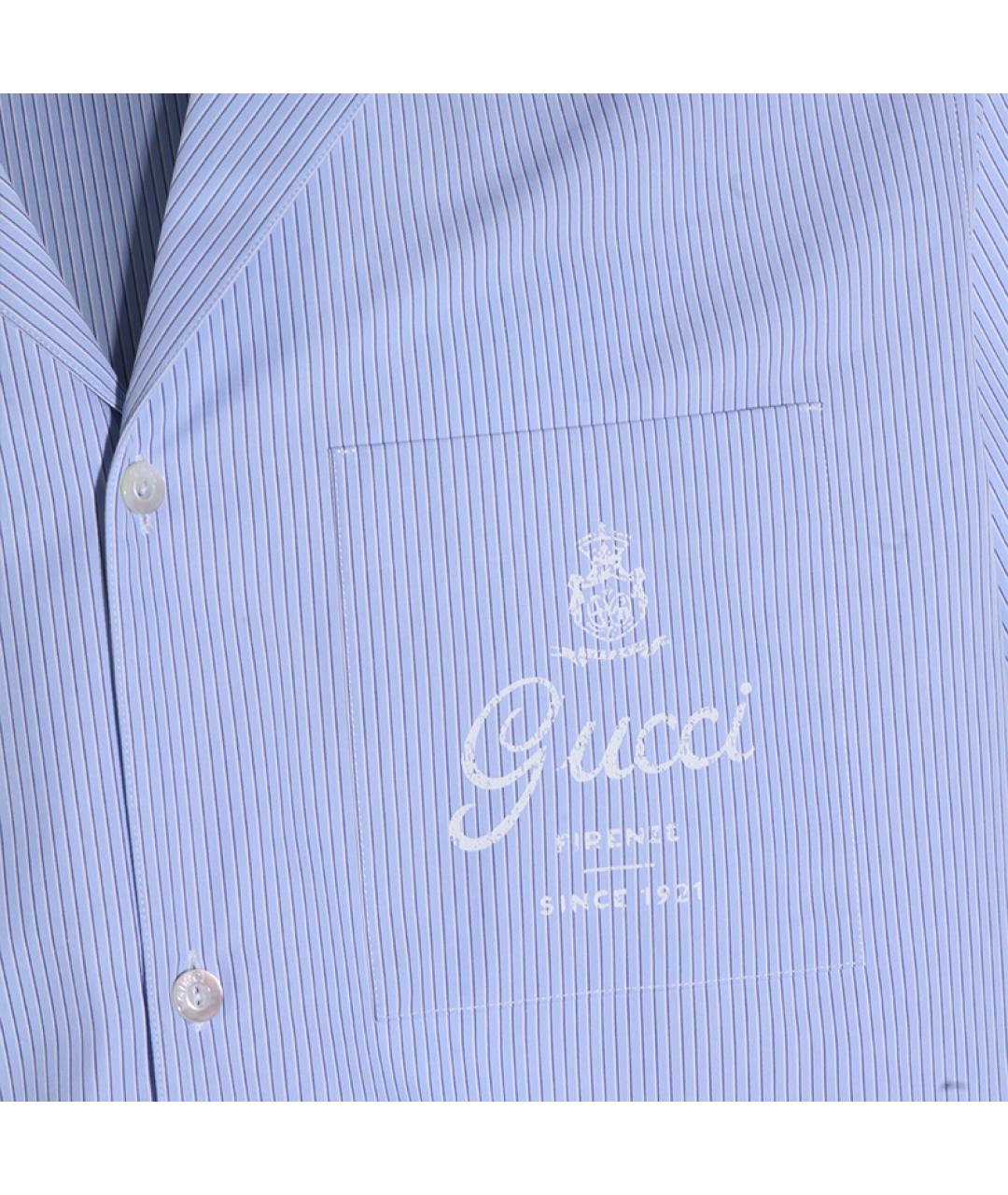GUCCI Голубая хлопковая кэжуал рубашка, фото 3