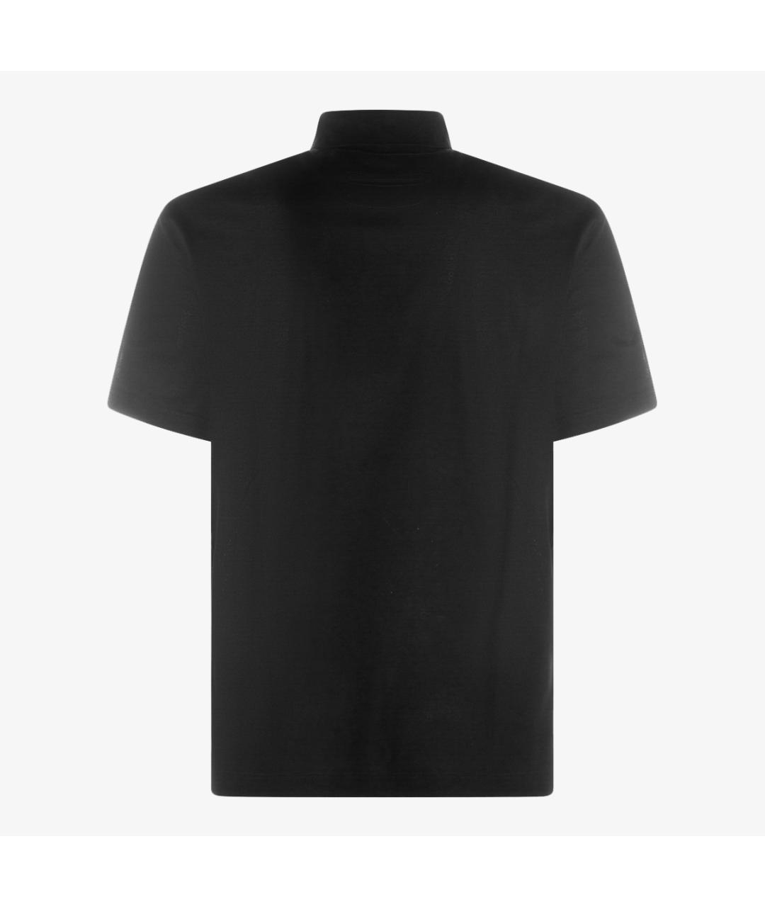 ZEGNA Черное хлопковое поло с коротким рукавом, фото 2