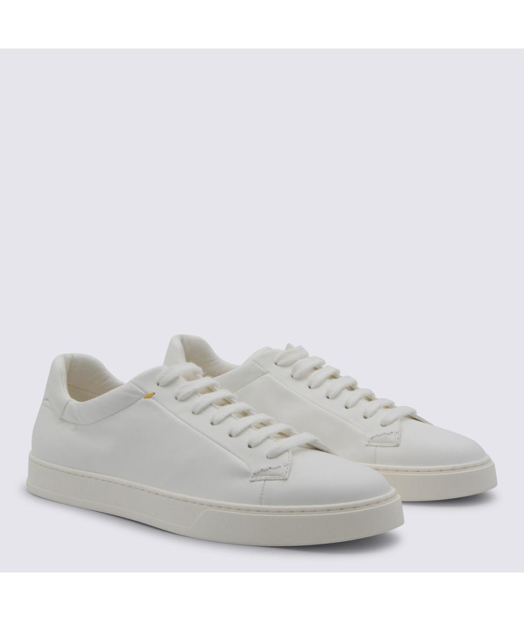 DOUCAL'S Белые кожаные низкие кроссовки / кеды, фото 2