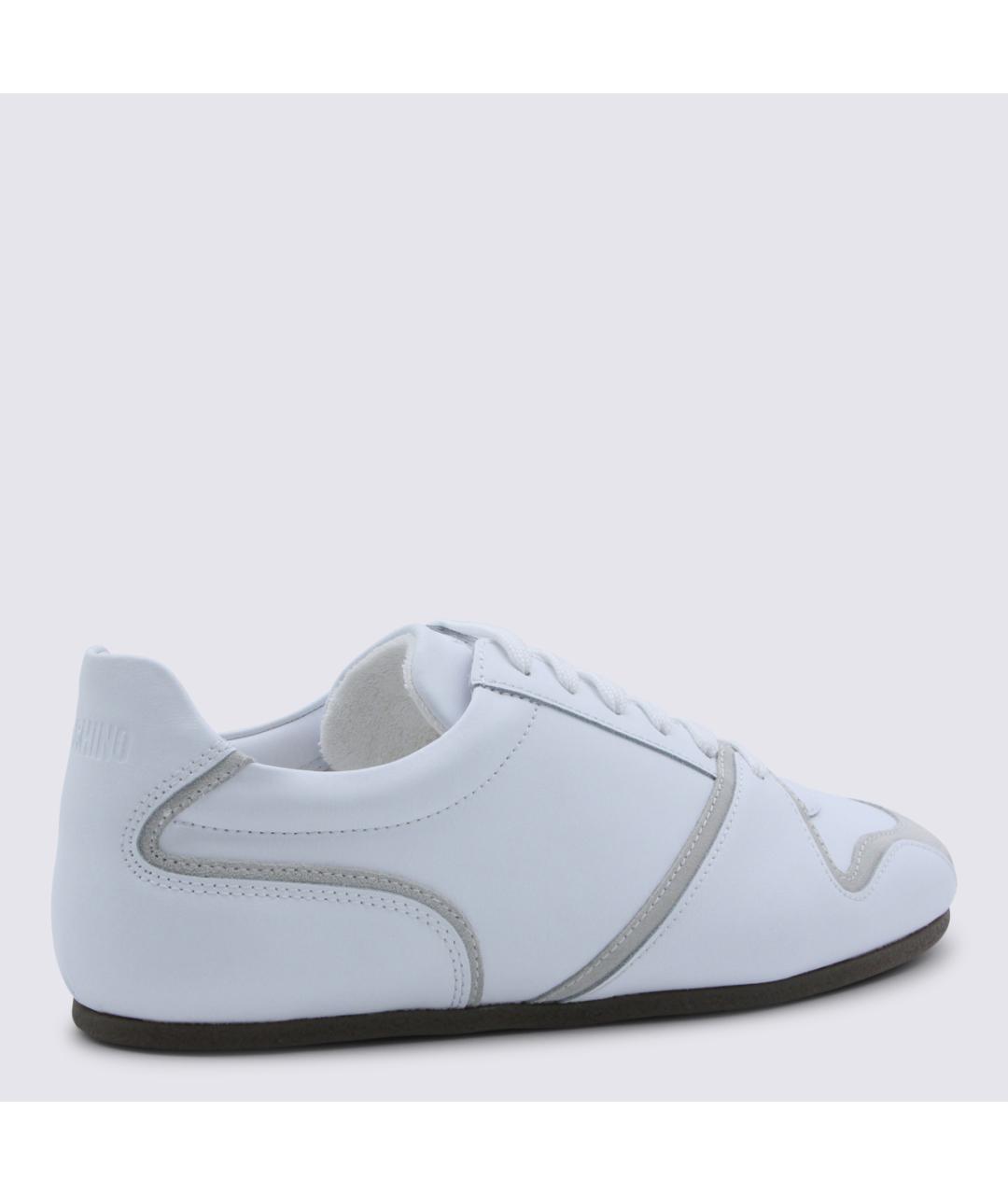 MOSCHINO Белые кожаные низкие кроссовки / кеды, фото 3