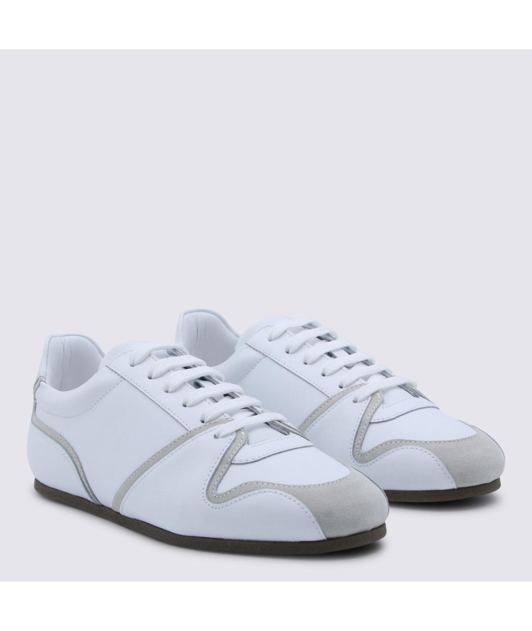 MOSCHINO Белые кожаные низкие кроссовки / кеды, фото 2