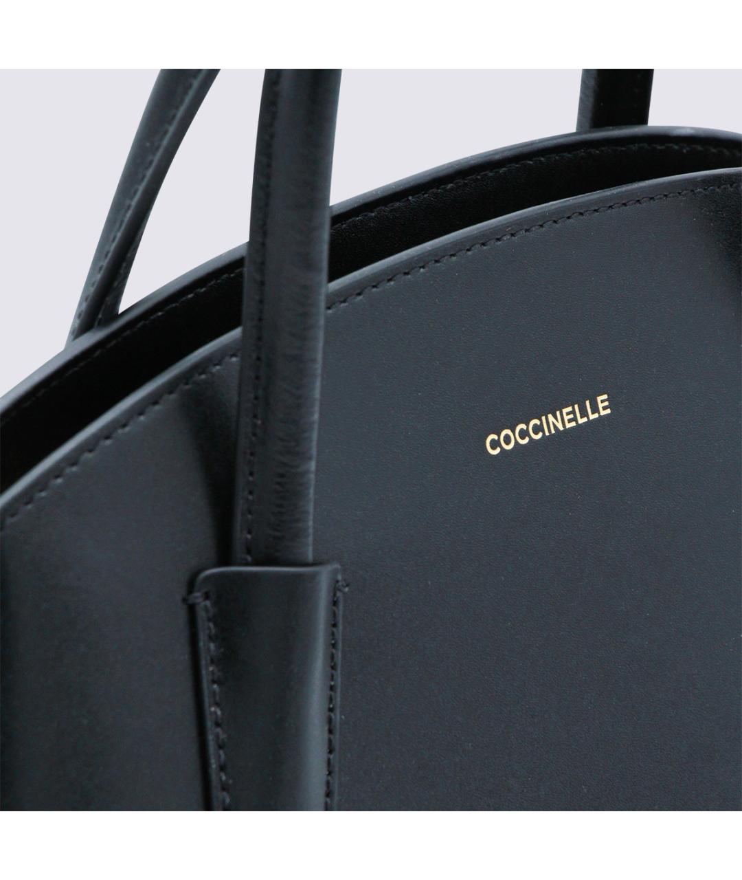 COCCINELLE Черная кожаная сумка тоут, фото 4