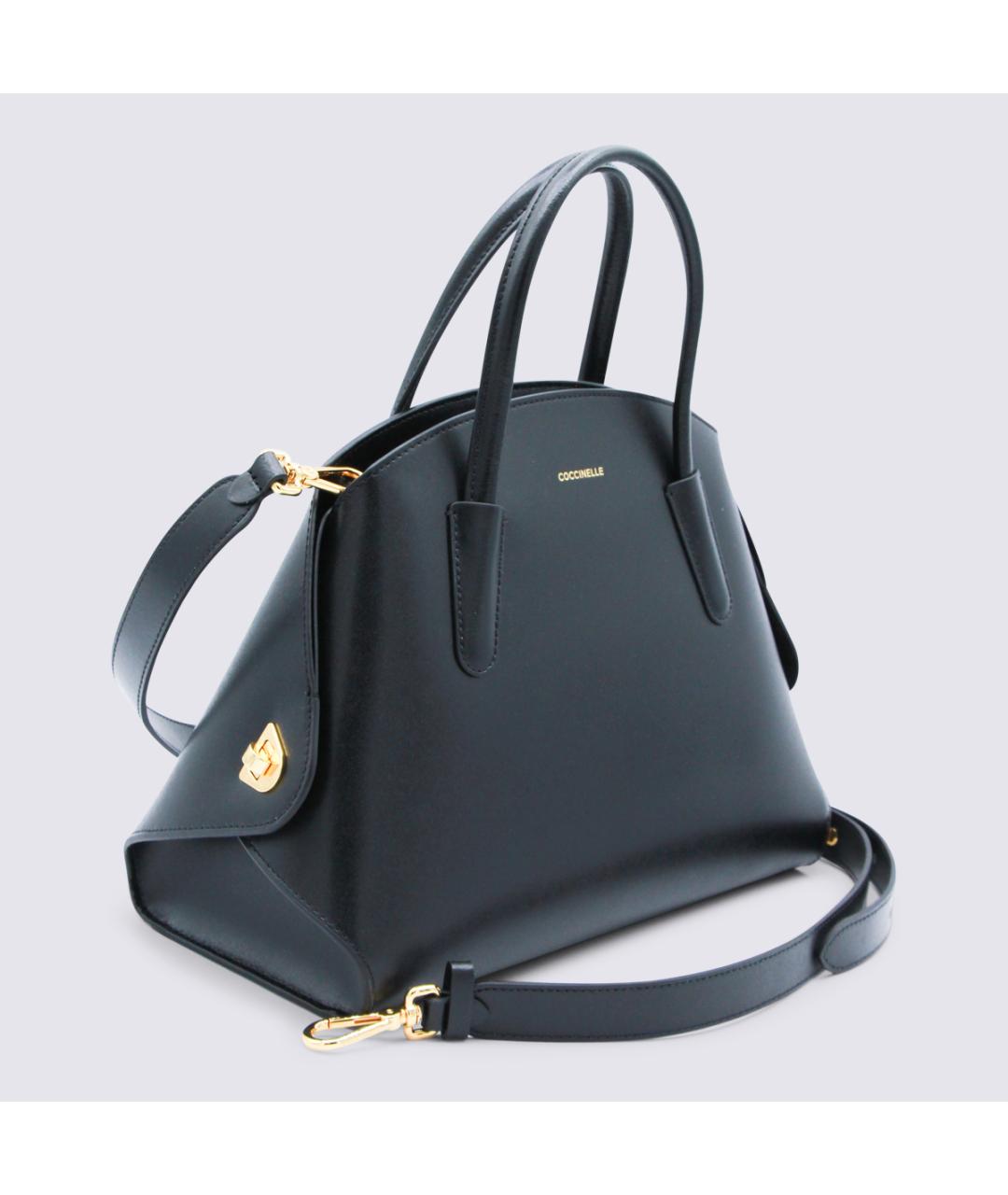 COCCINELLE Черная кожаная сумка тоут, фото 2