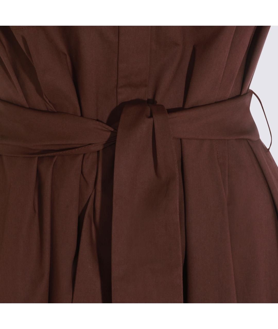 ANTONELLI FIRENZE Коричневое хлопковое повседневное платье, фото 4