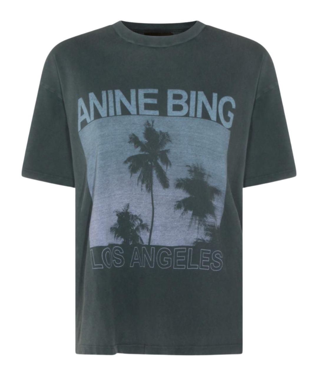 ANINE BING Серая хлопковая футболка, фото 1