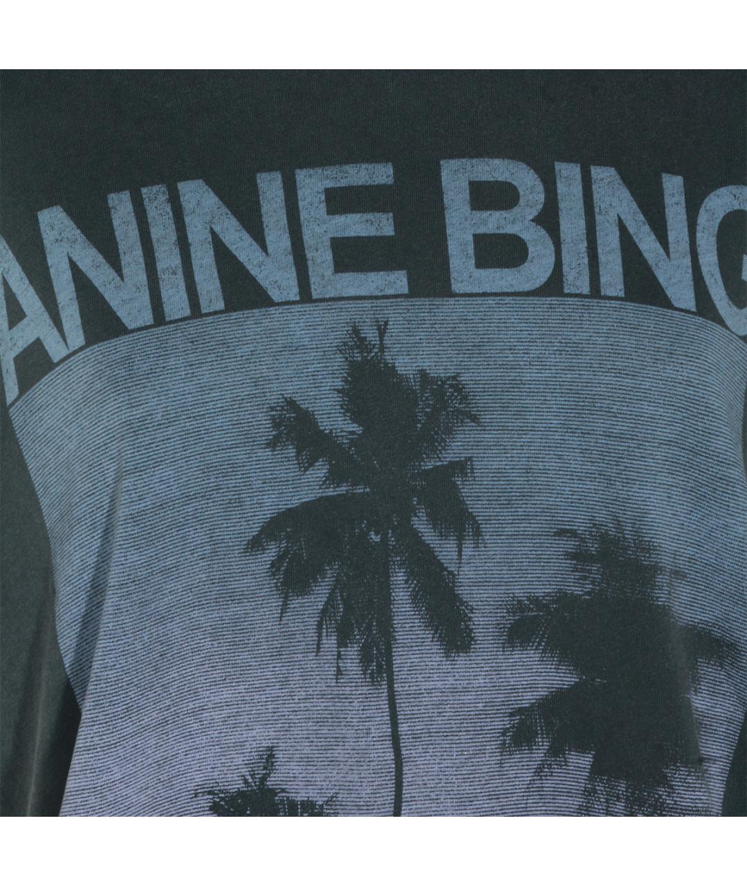 ANINE BING Серая хлопковая футболка, фото 3