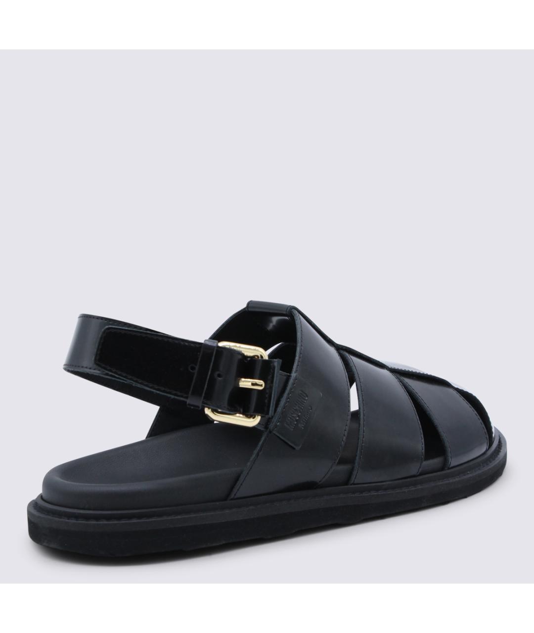 MOSCHINO Черные кожаные сандалии, фото 3