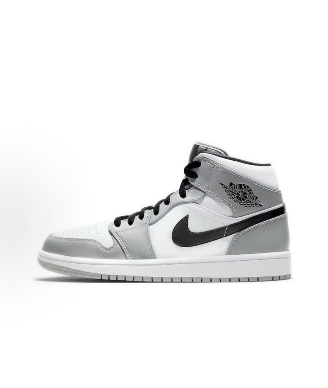 JORDAN Серые кожаные высокие кроссовки / кеды, фото 3