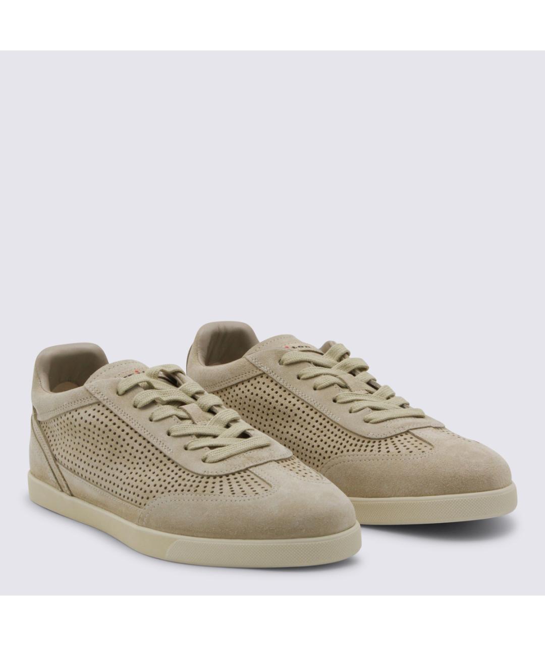 KITON Бежевые кожаные низкие кроссовки / кеды, фото 2