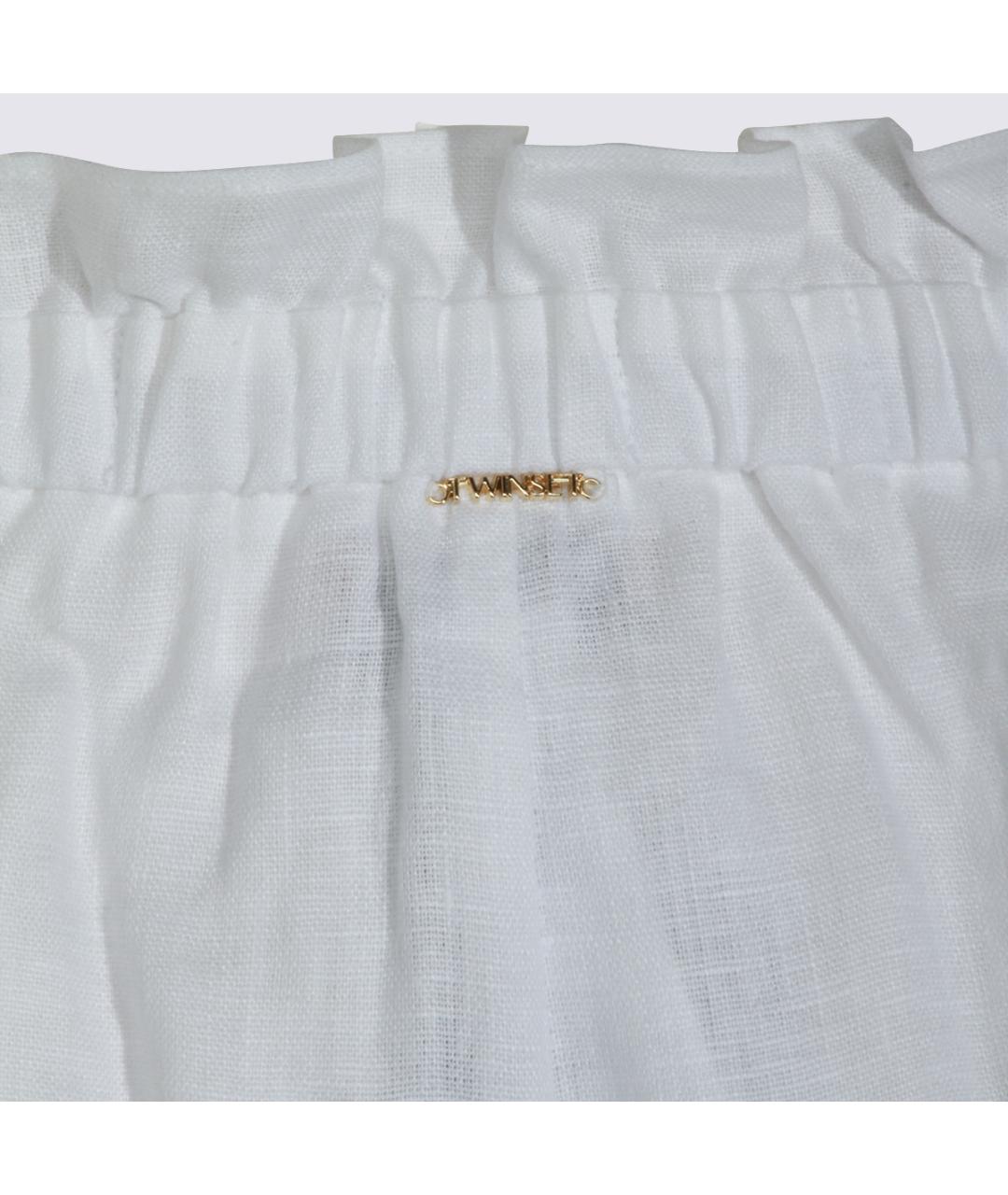 TWIN-SET Белые льняные шорты, фото 4