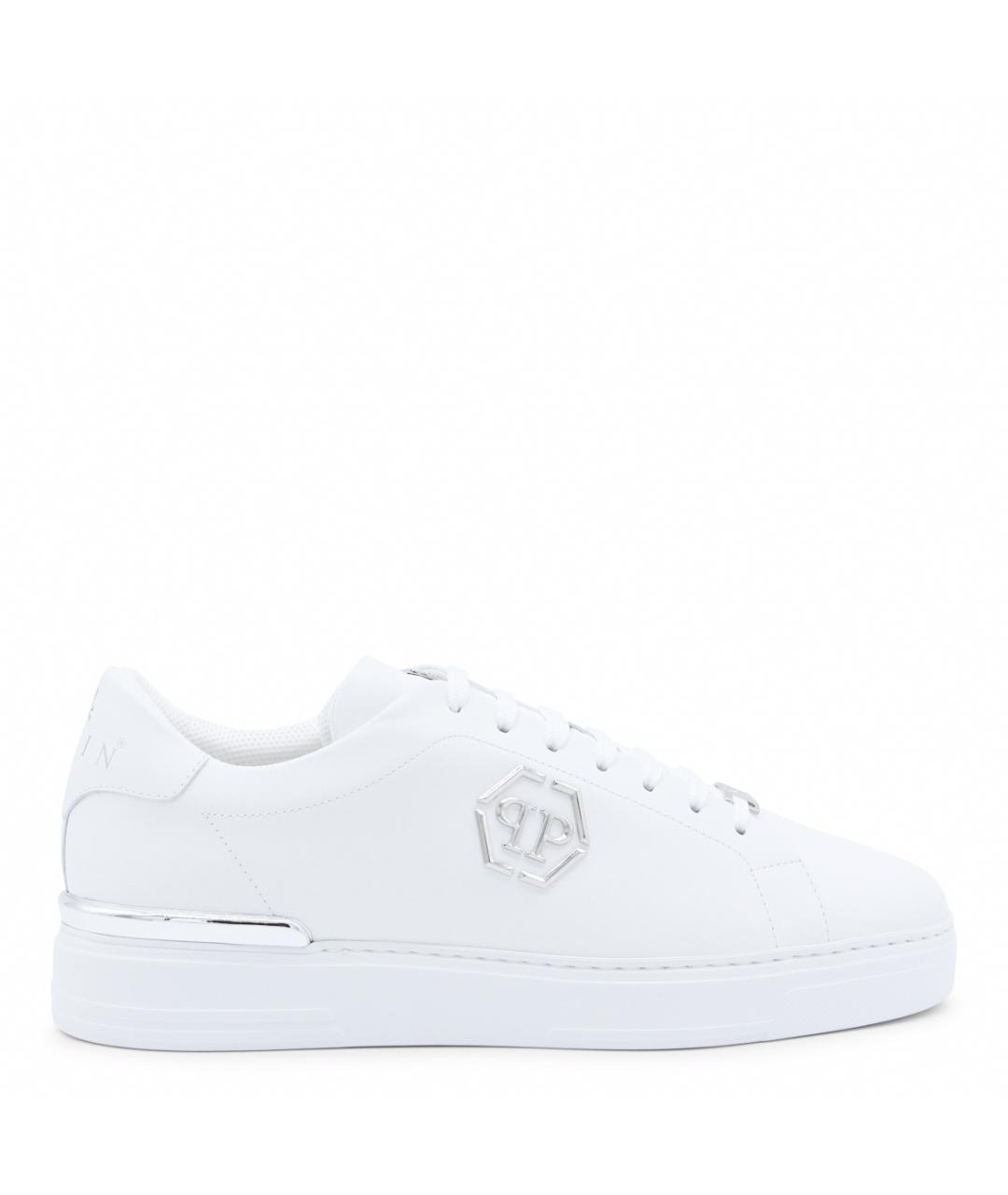 PHILIPP PLEIN Белые кожаные низкие кроссовки / кеды, фото 1