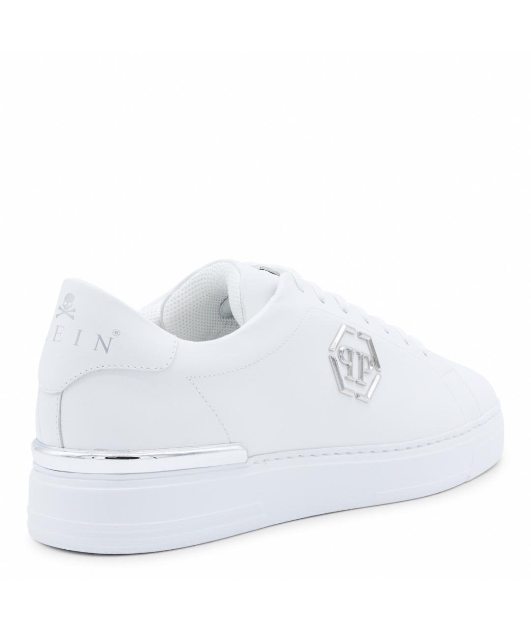 PHILIPP PLEIN Белые кожаные низкие кроссовки / кеды, фото 3