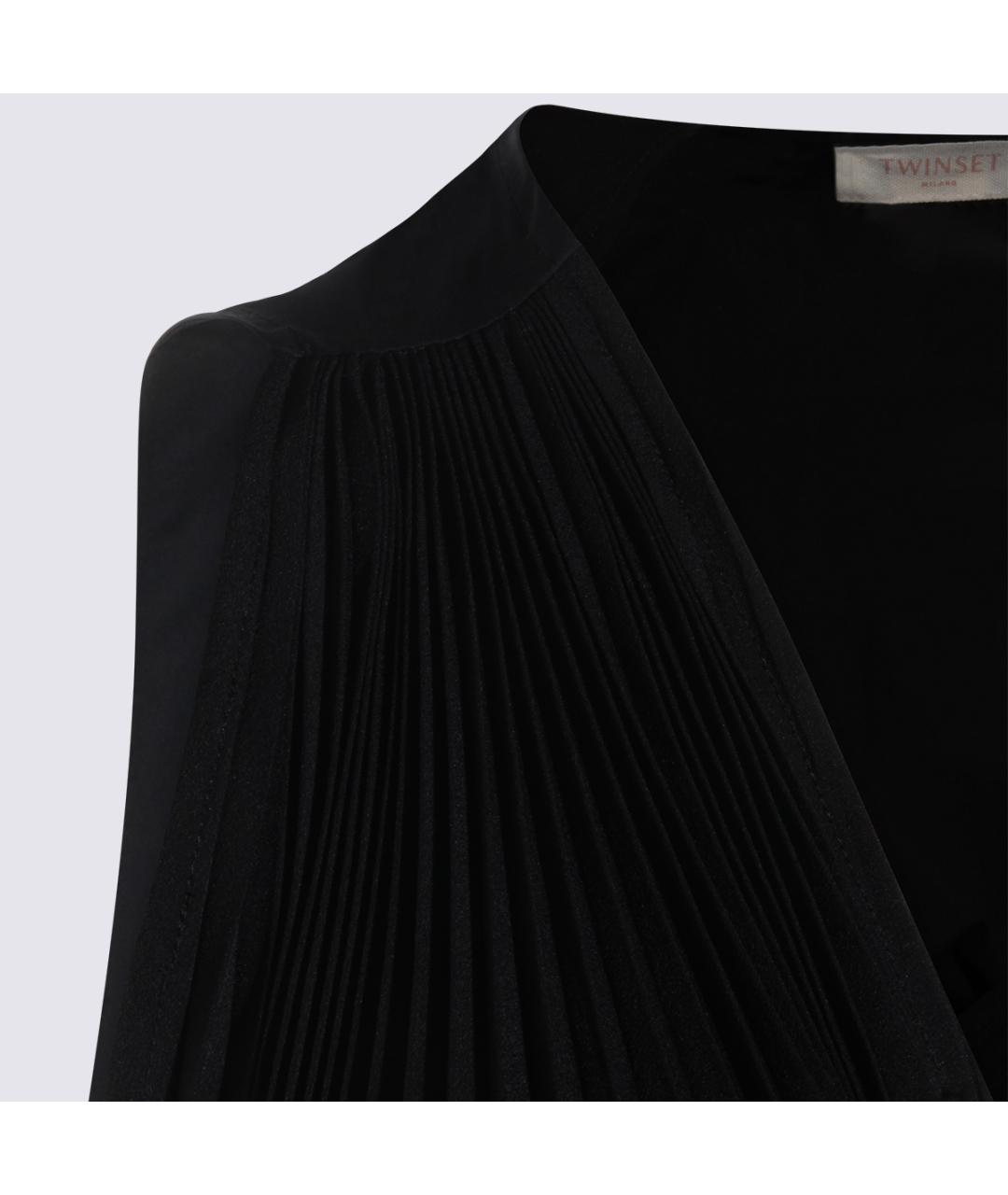 TWIN-SET Черное хлопковое повседневное платье, фото 4
