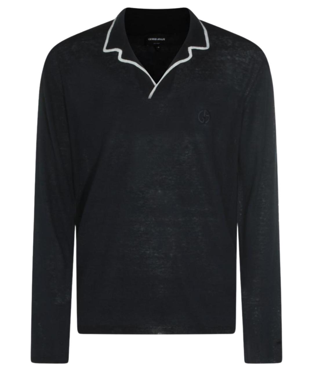 GIORGIO ARMANI Синее поло с длинным рукавом, фото 1