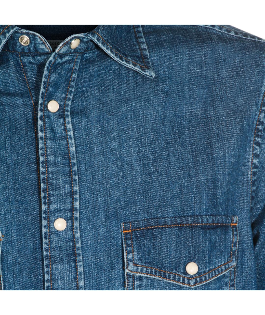 JACOB COHEN Синяя хлопковая кэжуал рубашка, фото 3