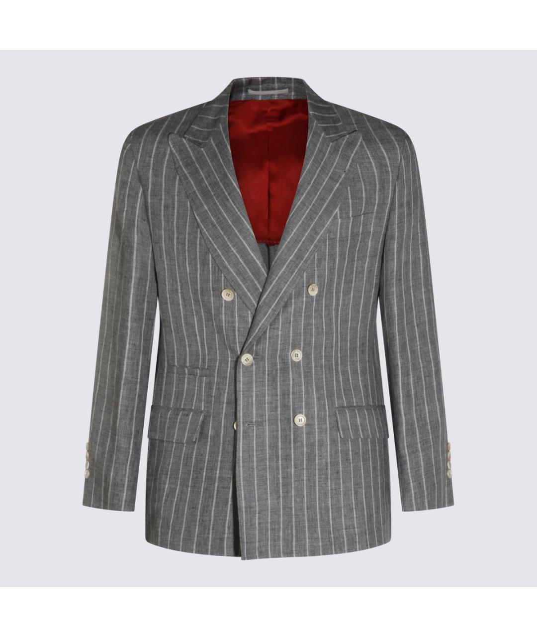 BRUNELLO CUCINELLI Серый льняной пиджак, фото 6