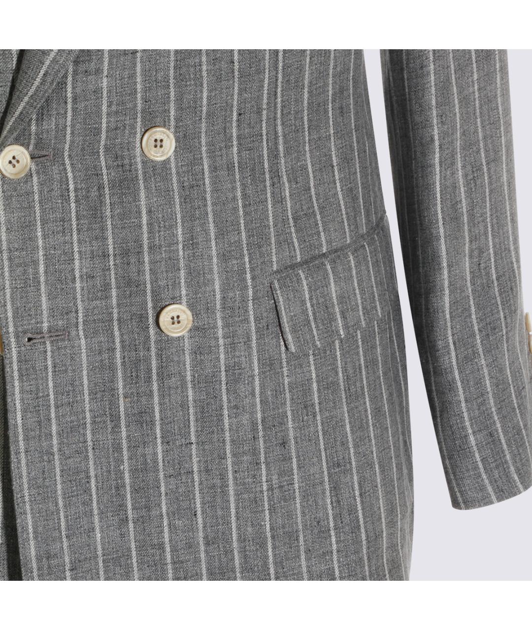 BRUNELLO CUCINELLI Серый льняной пиджак, фото 4