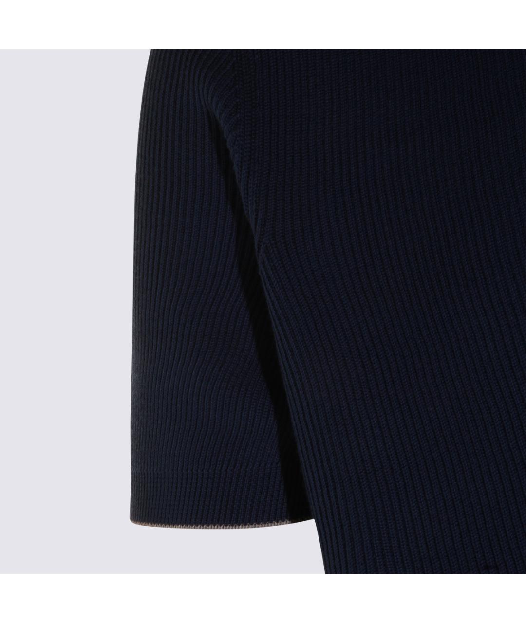 BRUNELLO CUCINELLI Синяя вискозная футболка, фото 3