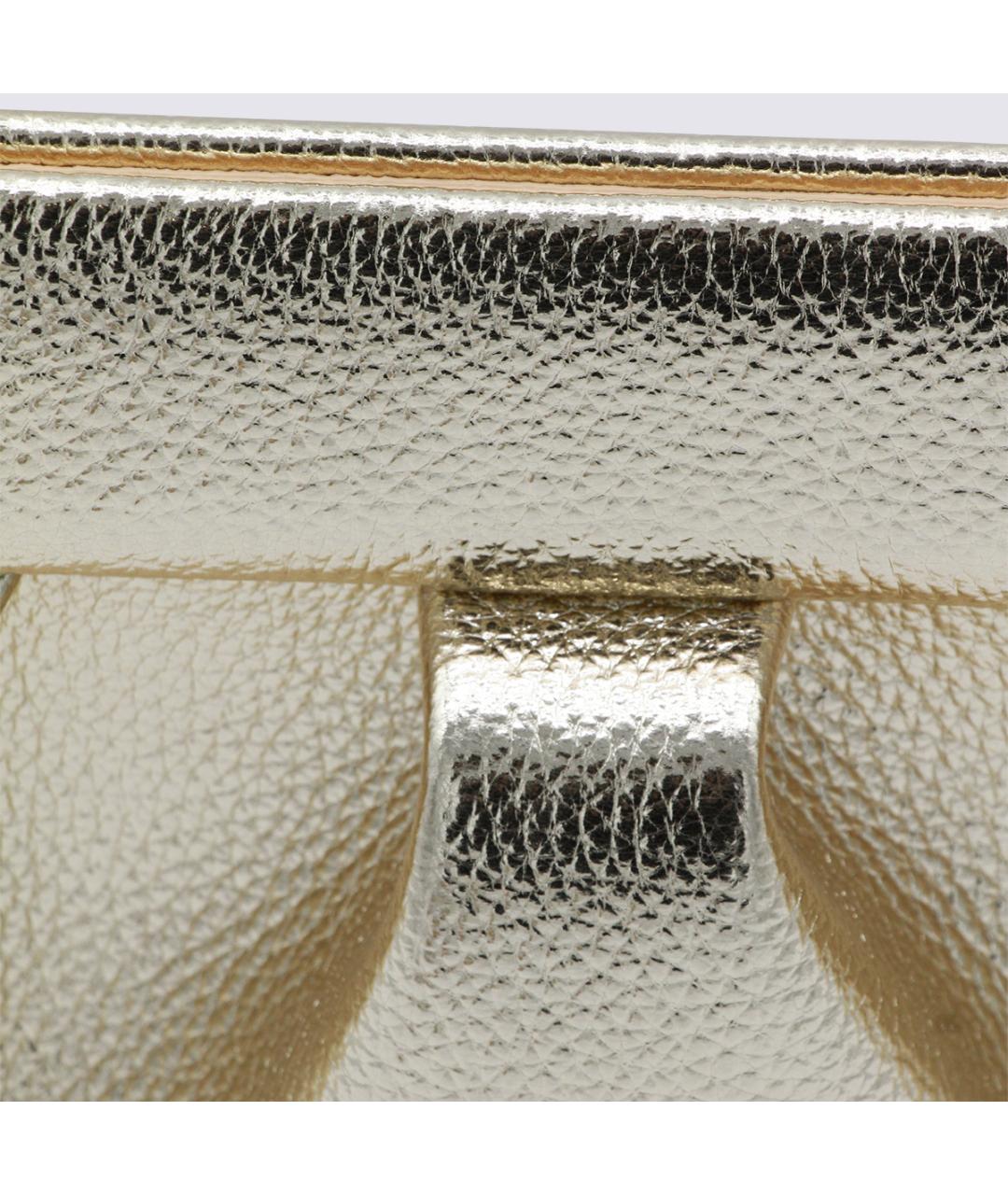 THEMOIRE Золотая кожаная сумка с короткими ручками, фото 3