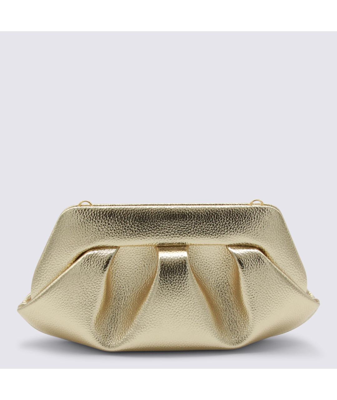 THEMOIRE Золотая кожаная сумка с короткими ручками, фото 4