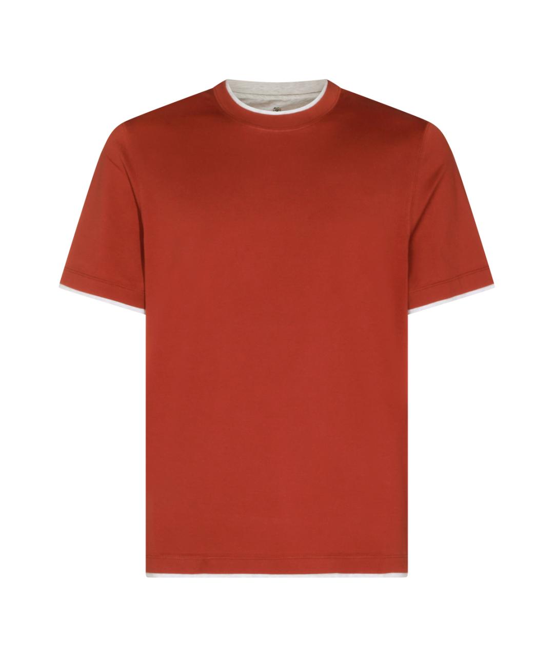 BRUNELLO CUCINELLI Красная хлопковая футболка, фото 1