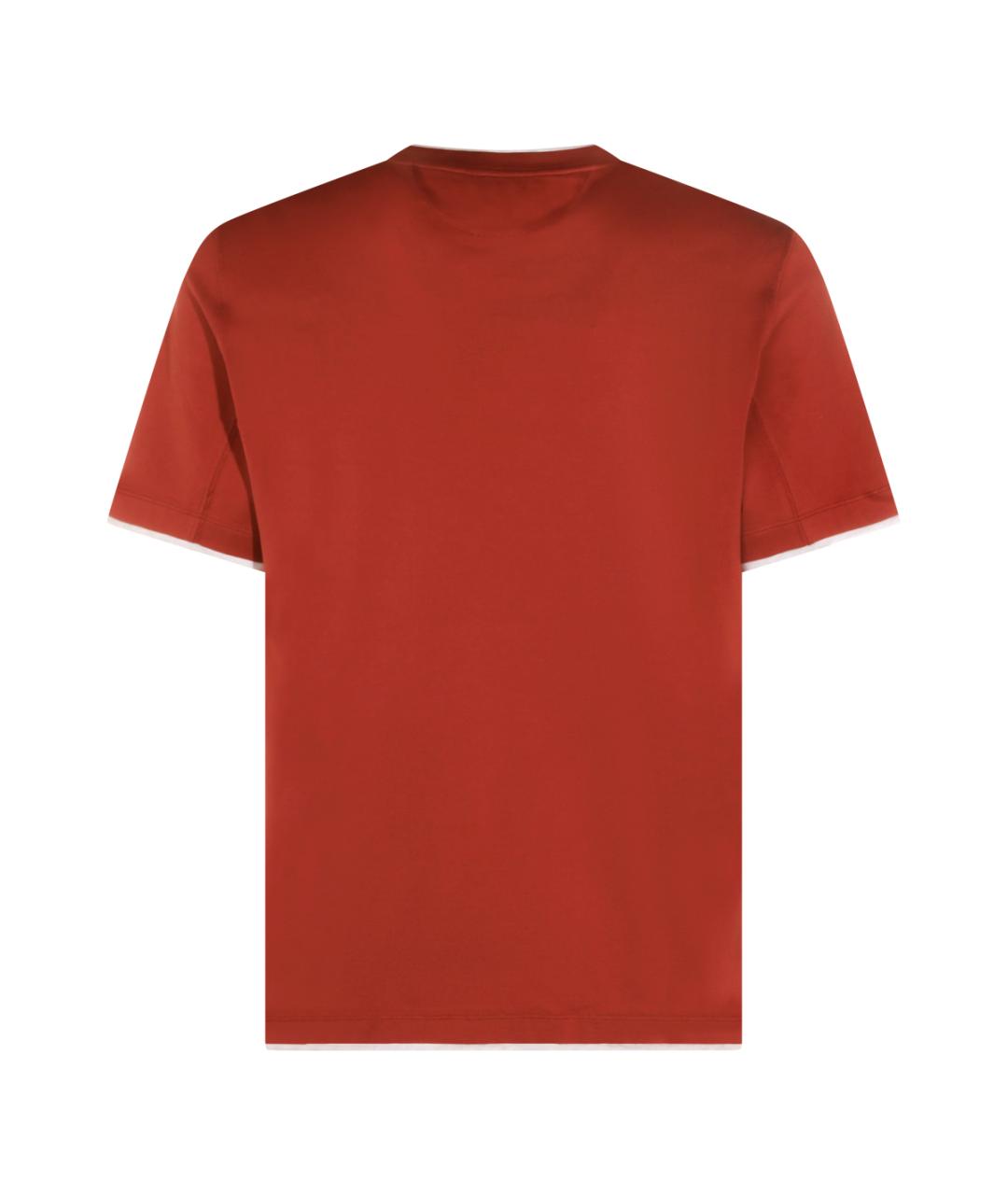 BRUNELLO CUCINELLI Красная хлопковая футболка, фото 2