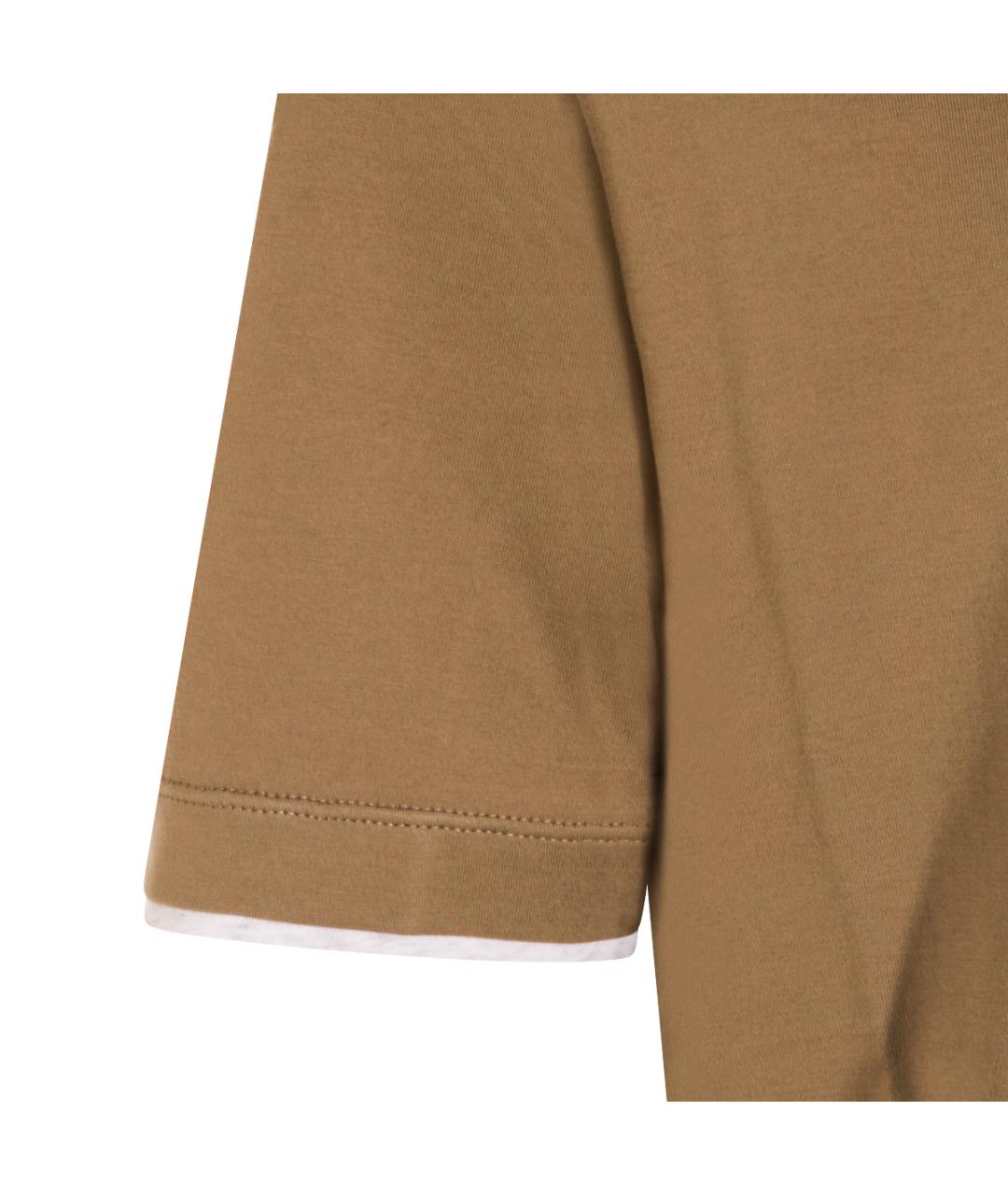 BRUNELLO CUCINELLI Коричневая хлопковая футболка, фото 3