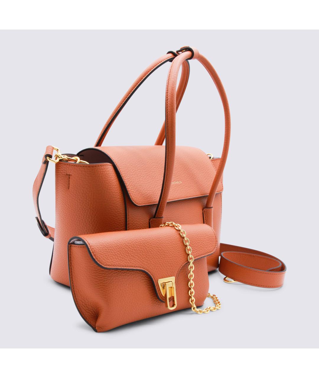 COCCINELLE Коралловая кожаная сумка тоут, фото 4