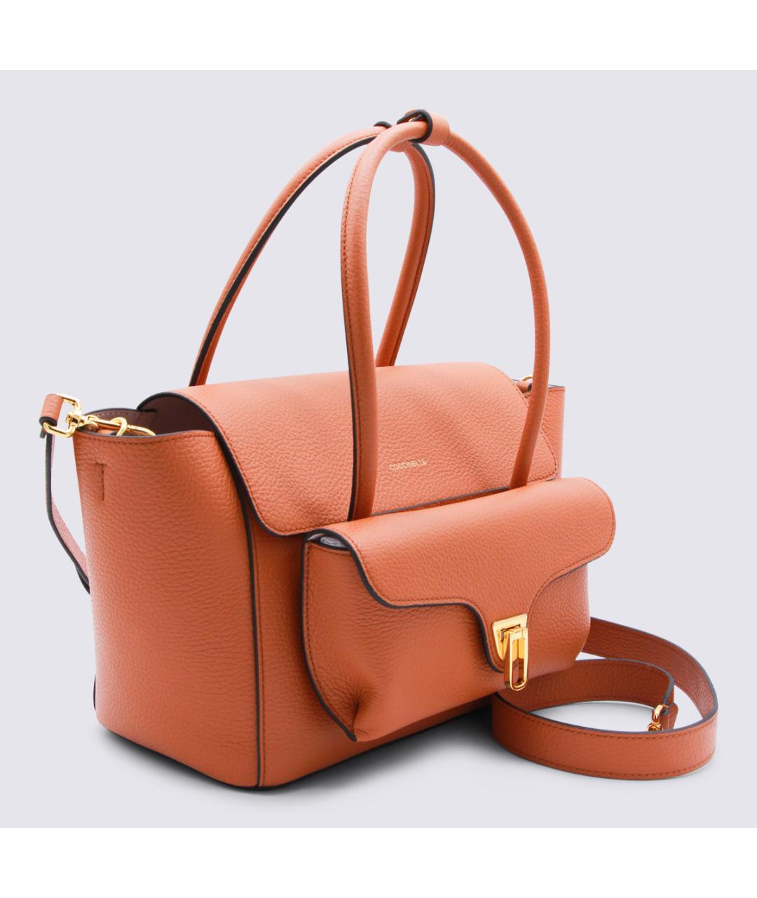 COCCINELLE Коралловая кожаная сумка тоут, фото 2