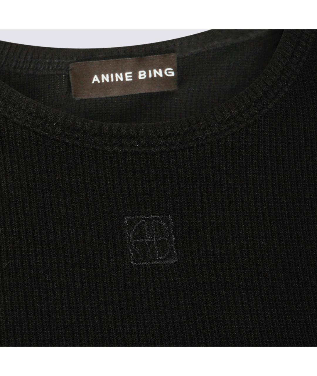 ANINE BING Черная вискозная майка, фото 3