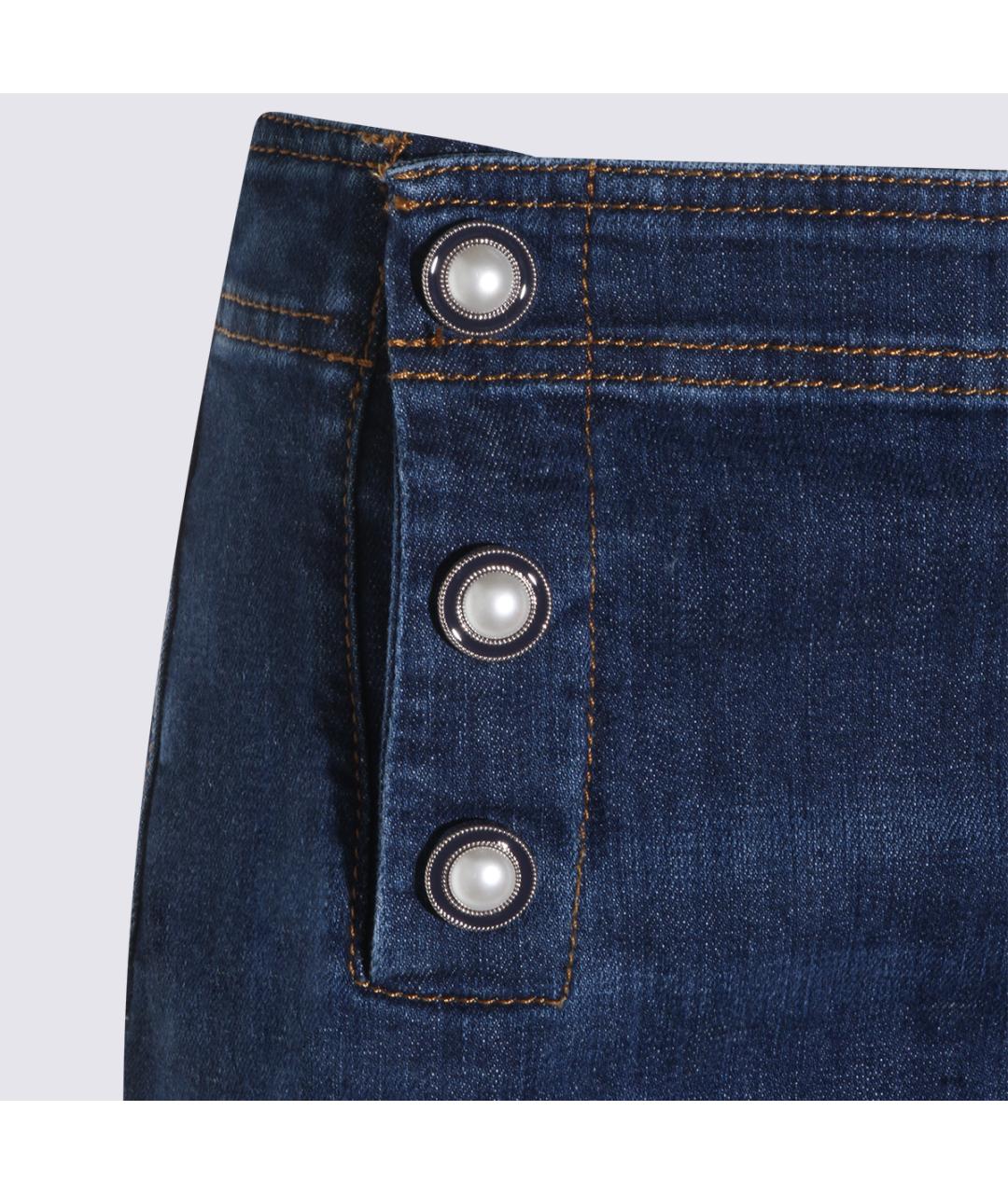 TWIN-SET Синие хлопковые прямые джинсы, фото 3