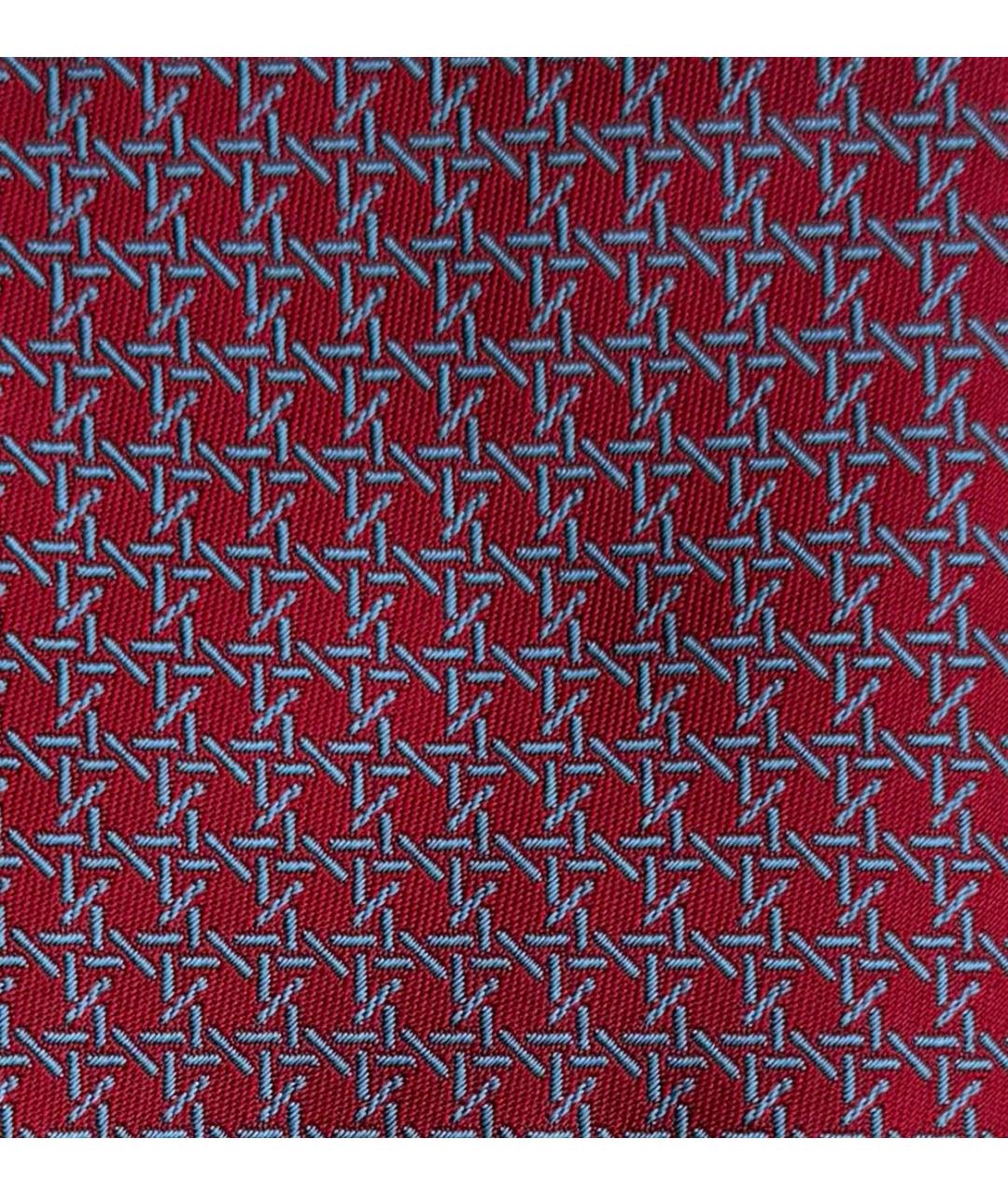 HERMES Бордовый шелковый галстук, фото 4