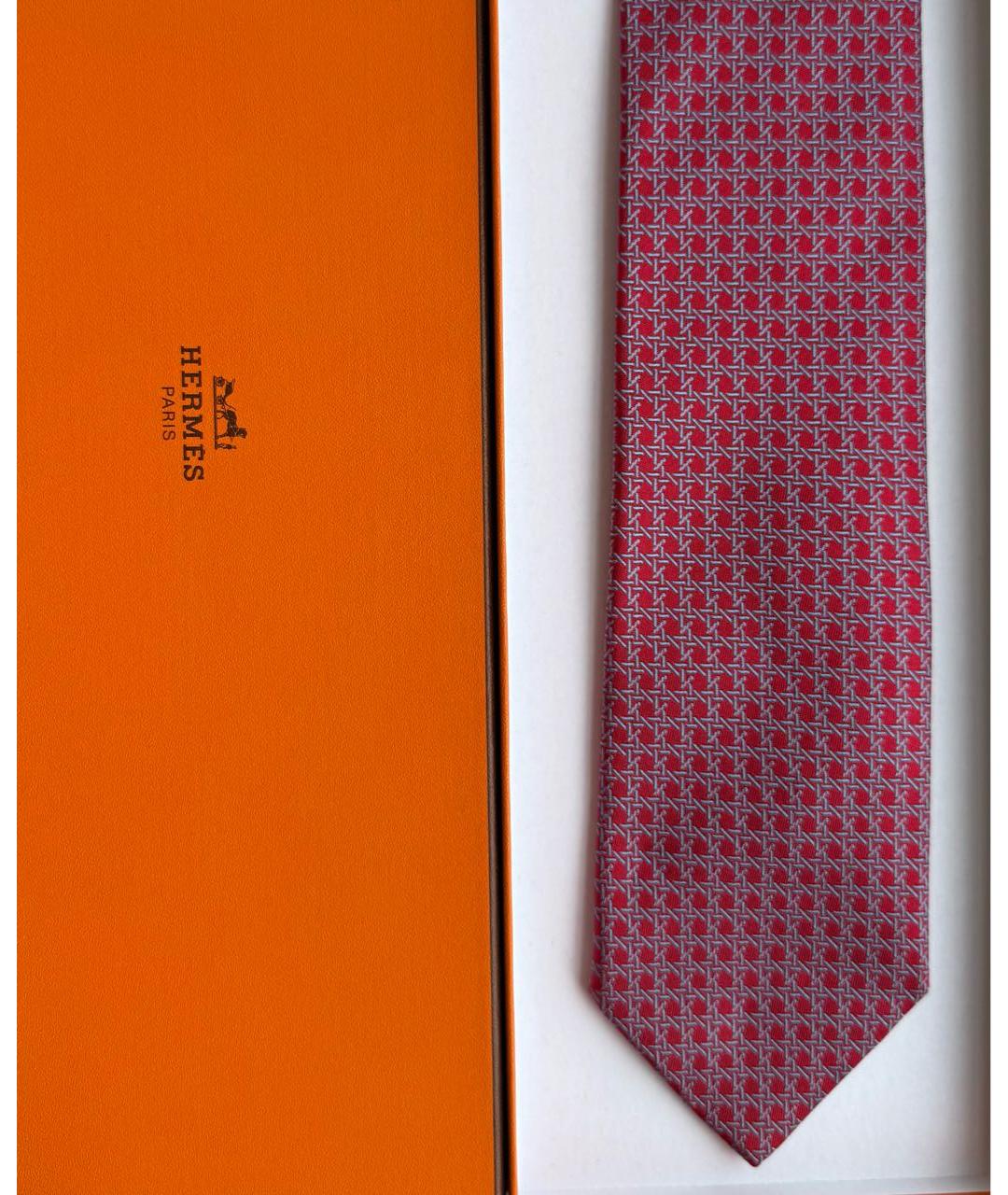 HERMES Бордовый шелковый галстук, фото 2
