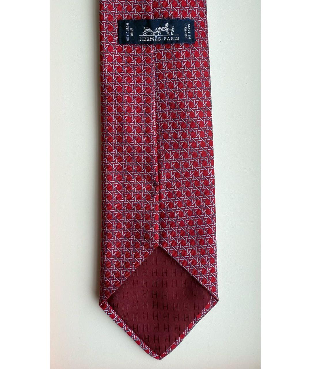 HERMES Бордовый шелковый галстук, фото 3