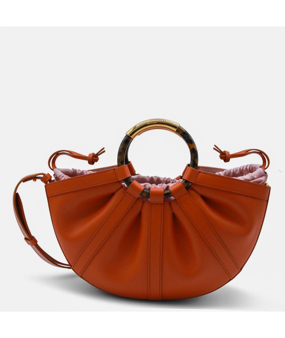 COCCINELLE Коралловая кожаная сумка с короткими ручками, фото 3