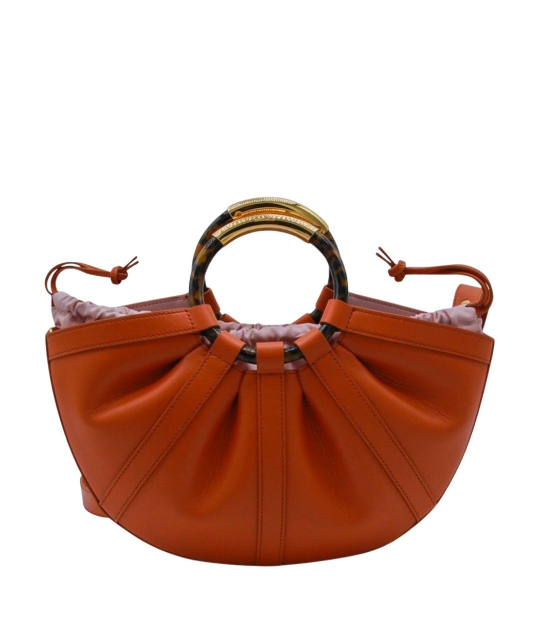 COCCINELLE Коралловая кожаная сумка с короткими ручками, фото 1