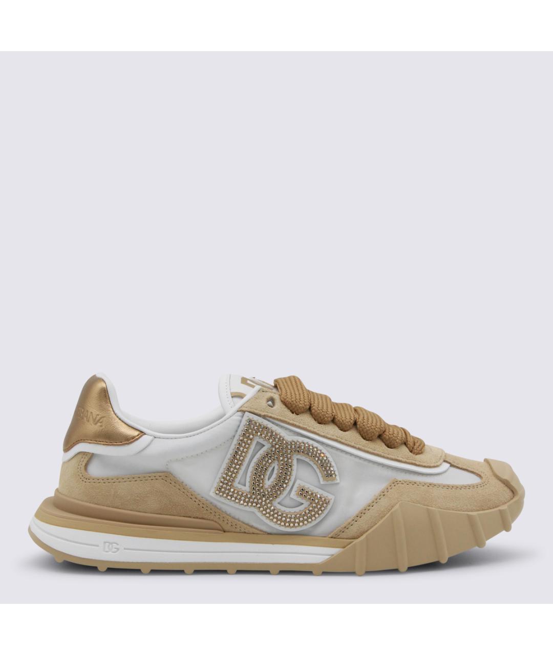 DOLCE&GABBANA Бежевые кожаные кроссовки, фото 5