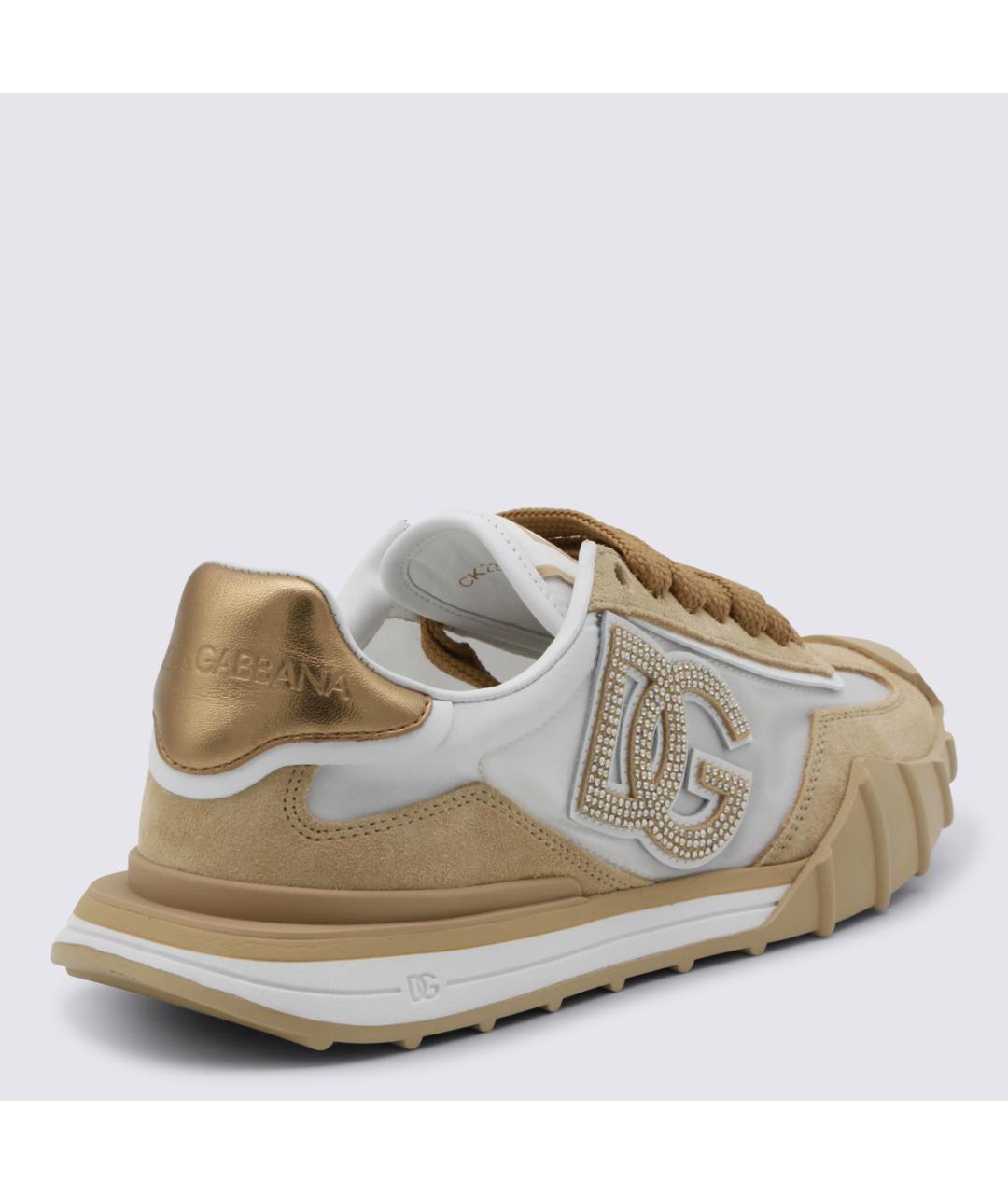 DOLCE&GABBANA Бежевые кожаные кроссовки, фото 3